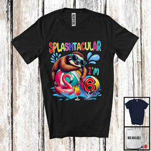 MacnyStore - Splashtacular I'm 6, Happy 6th Birthday Pool Party Cute Sloth Lover, Matching Family Group T-Shirt