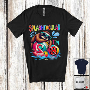 MacnyStore - Splashtacular I'm 8, Happy 8th Birthday Pool Party Cute Sloth Lover, Matching Family Group T-Shirt