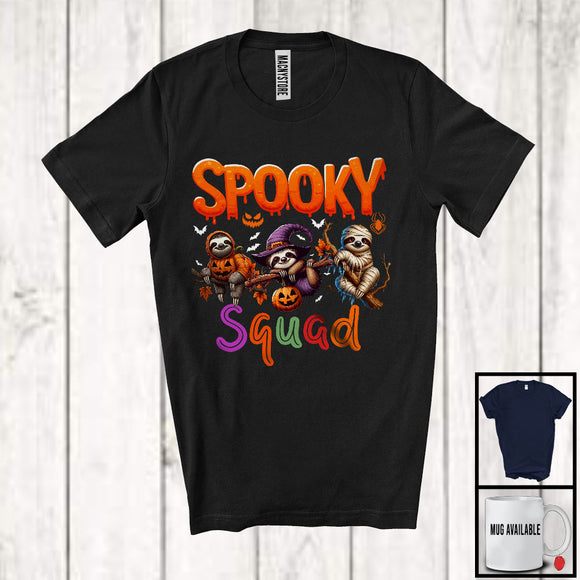 MacnyStore - Spooky Squad; Adorable Halloween Costume Three Sloth Witch Mummy; Animal Lover T-Shirt