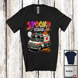 MacnyStore - Spooky Squad; Horror Halloween Skeleton Driving Ambulance; Boo Pumpkin Candy Ambulance Driver T-Shirt