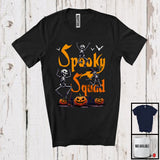 MacnyStore - Spooky Squad, Joyful Halloween Costume Three Skeletons Dancing, Carved Pumpkins Lover T-Shirt