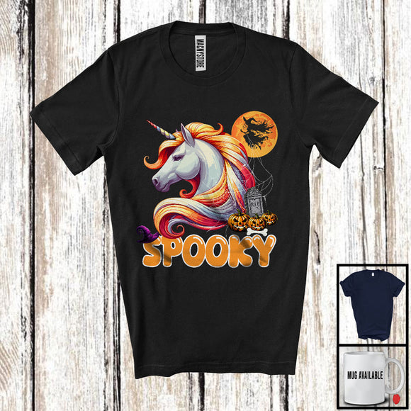 MacnyStore - Spooky; Adorable Halloween Costume Unicorn With Carved Pumpkin; Matching Family Group T-Shirt