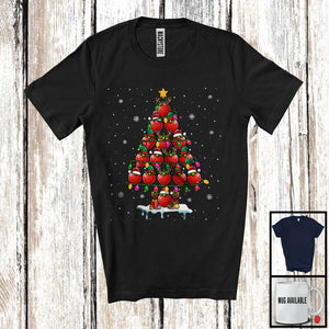 MacnyStore - Strawberry Christmas Tree; Cheerful X-mas Lights Santa Elf Strawberry; Fruit Vegan Snowing T-Shirt