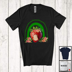 MacnyStore - Strawberry Human Costume, Lovely Strawberry Vegan Fruit Rainbow Flowers, Veganism Healthy T-Shirt