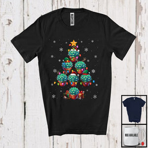 MacnyStore - Succulent Christmas Tree; Amazing X-mas Lights Reindeer Santa Plant; Snow Family Group T-Shirt