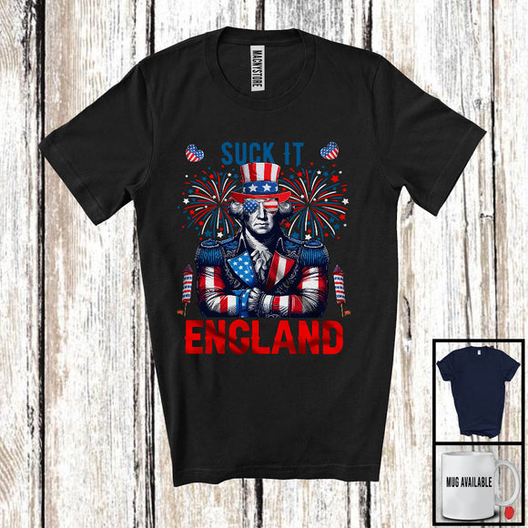 MacnyStore - Suck It England, Sarcastic 4th Of July American Flag Fireworks President, Patriotic Group T-Shirt