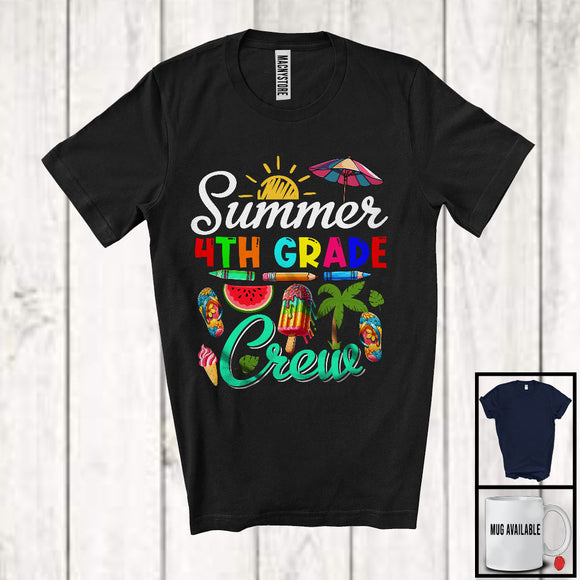 MacnyStore - Summer 4th Grade Crew, Joyful Summer Vacation Back To School First Day, Students Teacher T-Shirt