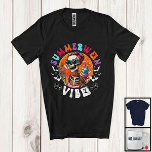 MacnyStore - Summerween Vibes; Joyful Halloween Summer Girl Skeleton Sunglasses; Ice Cream Lover T-Shirt