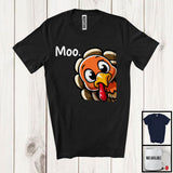 MacnyStore - Surprise Turkey Moo; Humorous Thanksgiving Fake Turkey Face; Cow Farm Animal Farmer T-Shirt