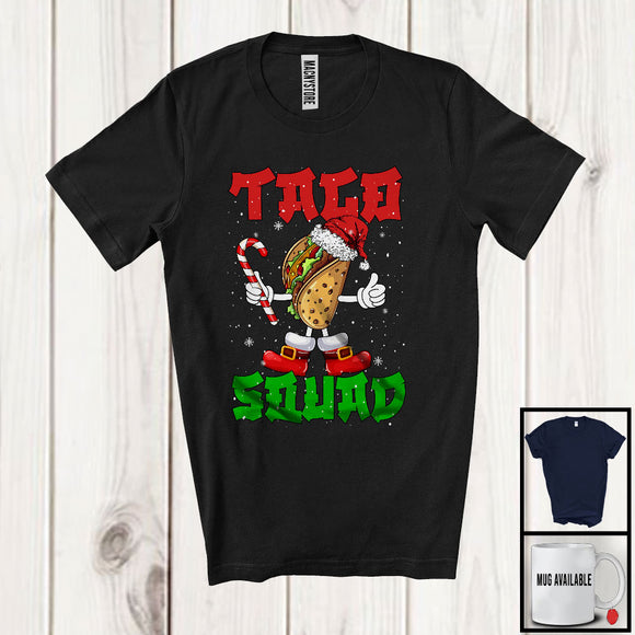 MacnyStore - Taco Squad; Humorous Christmas Santa Taco Snowing Around; X-mas Group Food Lover T-Shirt