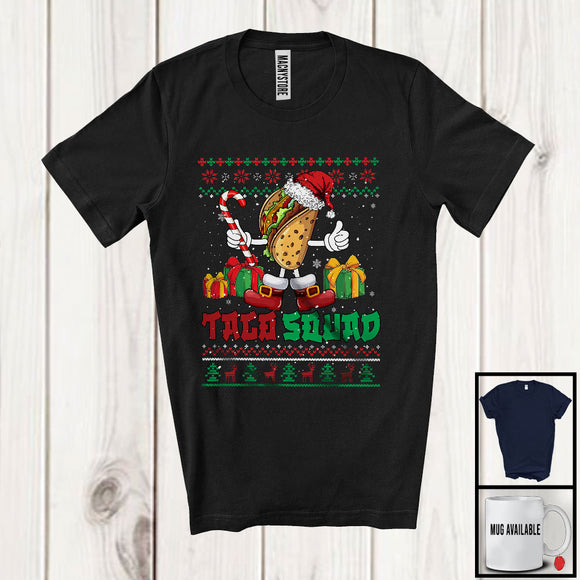 MacnyStore - Taco Squad; Humorous Christmas Santa Taco Snowing Around; X-mas Sweater Food Lover T-Shirt