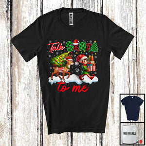 MacnyStore - Talk Santa To Me; Humorous Christmas Tree Plaid Reindeer ELF Lover; Family X-mas Group T-Shirt