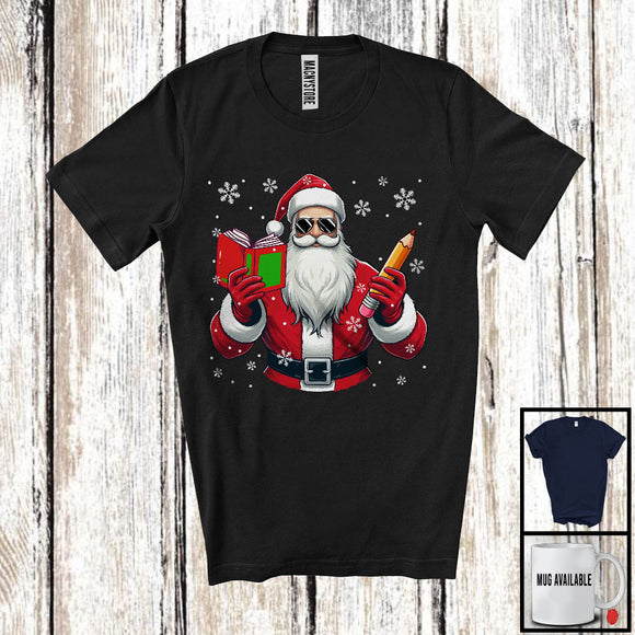 MacnyStore - Teacher Santa, Awesome Christmas Santa Sunglasses, Snowing Matching Careers Group T-Shirt
