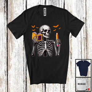MacnyStore - Teacher Skeleton, Scary Halloween Costume Skeleton Skull Lover, Proud Careers Group T-Shirt