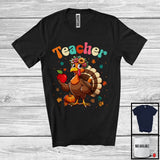 MacnyStore - Teacher; Adorable Thanksgiving Turkey Flowers; Working Matching Careers Jobs Proud T-Shirt