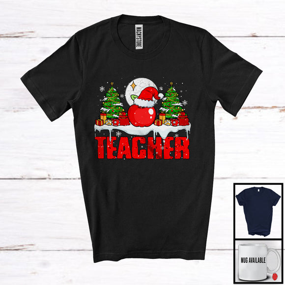 MacnyStore - Teacher; Awesome Christmas Moon Tree Santa Teacher Tools; Proud X-mas Careers Jobs T-Shirt