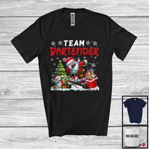 MacnyStore - Team Bartender, Adorable Christmas Snowman Santa Dabbing, X-mas Careers Proud Group T-Shirt