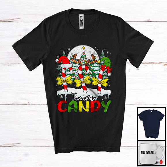 MacnyStore - Team Candy, Lovely Christmas Three Santa ELF Reindeer Candy, Matching X-mas Food Lover T-Shirt