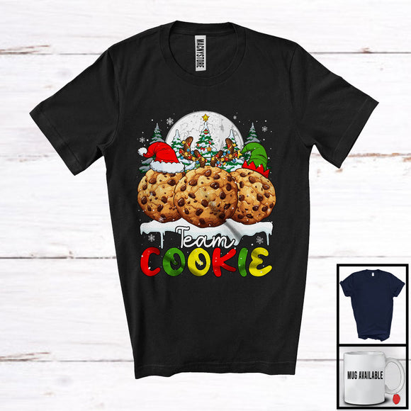 MacnyStore - Team Cookie, Lovely Christmas Three Santa ELF Reindeer Cookie, Matching X-mas Food Lover T-Shirt