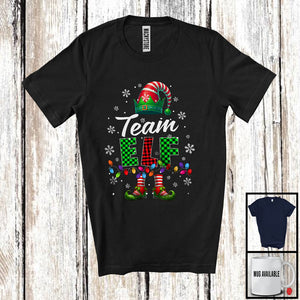 MacnyStore - Team Elf; Awesome Christmas Plaid Elf Costume Pajamas; X-mas Lights Team T-Shirt