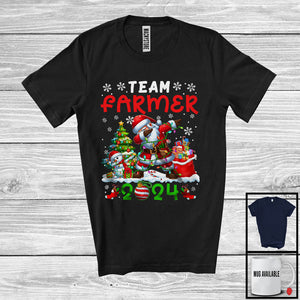 MacnyStore - Team Farmer 2024, Cheerful Christmas Dabbing Snowman Santa, Careers Proud Group T-Shirt