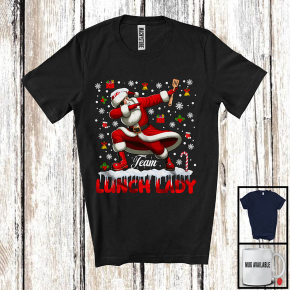 MacnyStore - Team Lunch Lady, Merry Christmas Santa Snowing, X-mas Matching Proud Careers Group T-Shirt