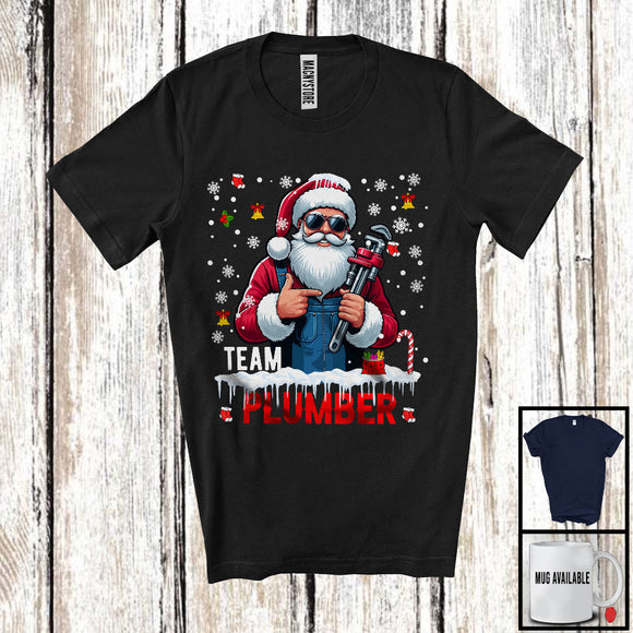 MacnyStore - Team Plumber, Merry Christmas Santa Snowing, X-mas Matching Proud Careers Group T-Shirt