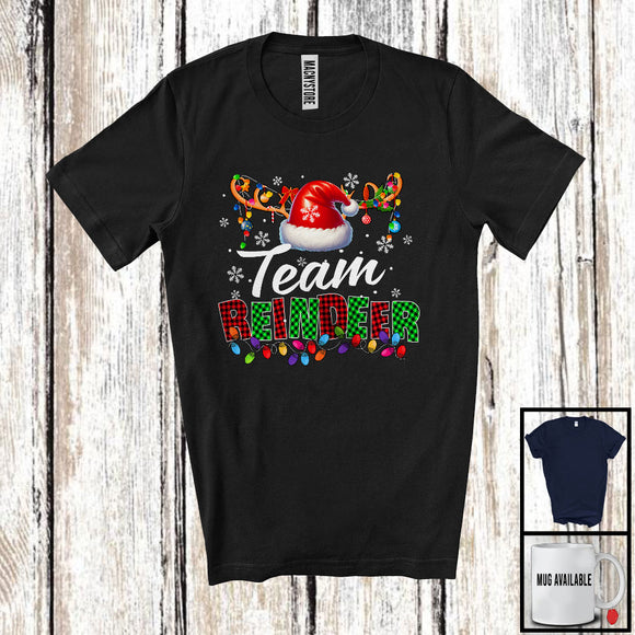 MacnyStore - Team Reindeer; Awesome Christmas Plaid Reindeer Costume Pajamas; X-mas Lights Team T-Shirt