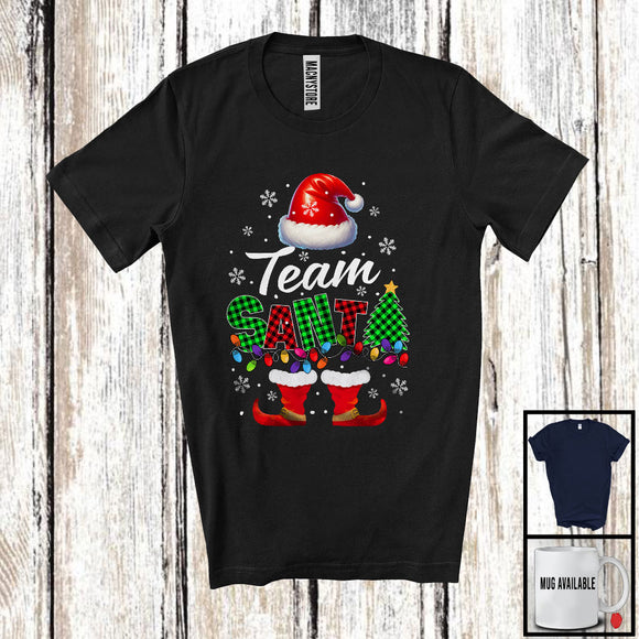 MacnyStore - Team Santa; Awesome Christmas Plaid Santa Costume Pajamas; X-mas Lights Team T-Shirt