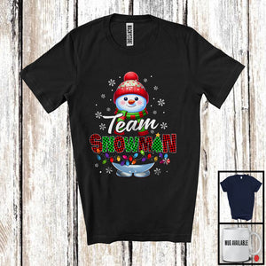 MacnyStore - Team Snowman; Awesome Christmas Plaid Snowman Costume Pajamas; X-mas Lights Team T-Shirt