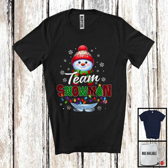 MacnyStore - Team Snowman; Awesome Christmas Plaid Snowman Costume Pajamas; X-mas Lights Team T-Shirt