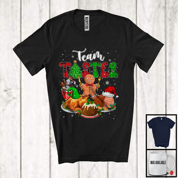 MacnyStore - Team Taster; Amazing Christmas Lights Plaid Santa Gingerbread; X-mas Family Pajama Group T-Shirt