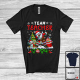 MacnyStore - Team Teacher 2024, Cheerful Christmas Dabbing Snowman Santa, Careers Proud Group T-Shirt