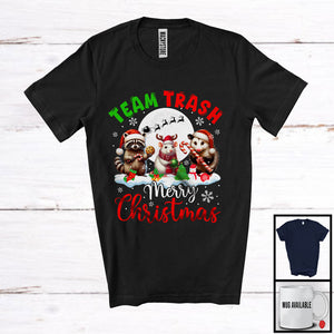 MacnyStore - Team Trash Merry Christmas; Lovely Santa Opossum Raccoon Rat; Moon Trash Animals Lover T-Shirt