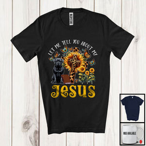 MacnyStore - Tell You About My Jesus, Adorable Cane Corso Owner Lover, Leopard Sunflowers Cross Butterflies T-Shirt