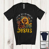 MacnyStore - Tell You About My Jesus, Adorable Dachshund Owner Lover, Leopard Sunflowers Cross Butterflies T-Shirt