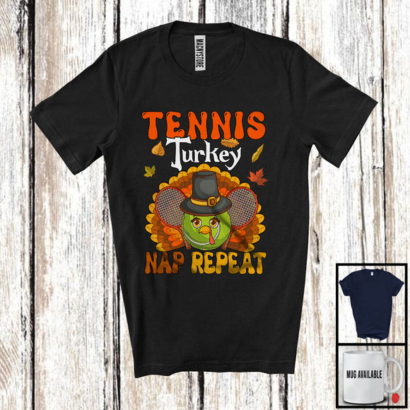 MacnyStore - Tennis Turkey Nap Repeat, Awesome Thanksgiving Fall Leaves Turkey, Sport Player Team T-Shirt