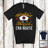 MacnyStore - Thankful And Blessed CNA Nurse; Wonderful Thanksgiving Nurse Hat Fall Leaf; Matching Nursing T-Shirt