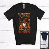 MacnyStore - Thankful For Everything Blessed Bartender; Amazing Thanksgiving Leopard Gnome; Pumpkins T-Shirt