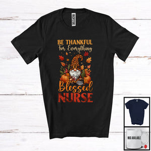 MacnyStore - Thankful For Everything Blessed Nurse; Amazing Thanksgiving Leopard Gnome; Pumpkins T-Shirt