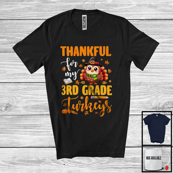 MacnyStore - Thankful For My 3rd Grade Turkeys; Wonderful Thanksgiving Turkey Fall Leaves; Teacher Group T-Shirt