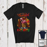 MacnyStore - Thankful For My Patients; Wonderful Thanksgiving Flamingo Turkey Plaid Rainbow; Nurse Nursing T-Shirt