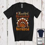 MacnyStore - Thankful Grateful And Blessed, Adorable Thanksgiving Leopard Pumpkin, Turkey Butt Fall Leaves T-Shirt