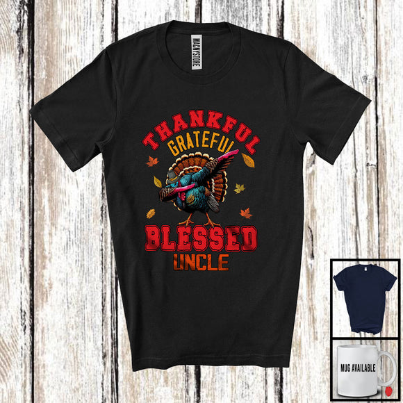 MacnyStore - Thankful Grateful Blessed Uncle; Amazing Thanksgiving Dabbing Turkey; Fall Leaves Family T-Shirt