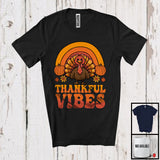 MacnyStore - Thankful Vibes; Awesome Thanksgiving Rainbow Pumpkin Turkey Lover; Flowers Family Group T-Shirt