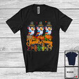 MacnyStore - Thanksgiving Squad; Adorable Plaid Pumpkin Fall Leaf Three Pilgrim Parrots; Wild Animal Lover T-Shirt