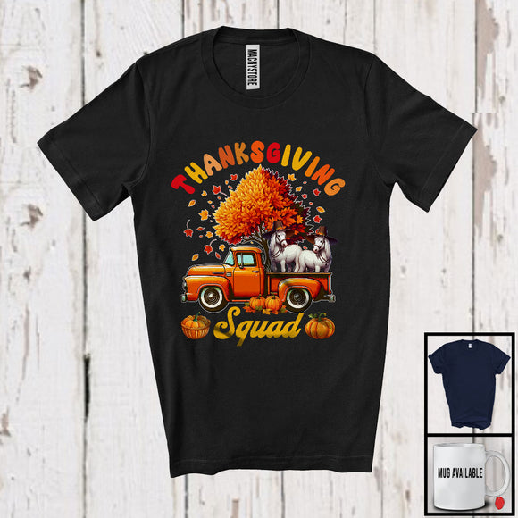 MacnyStore - Thanksgiving Squad; Lovely Horse On Pickup Truck Fall Autumn Tree; Farm Animal Farmer Lover T-Shirt