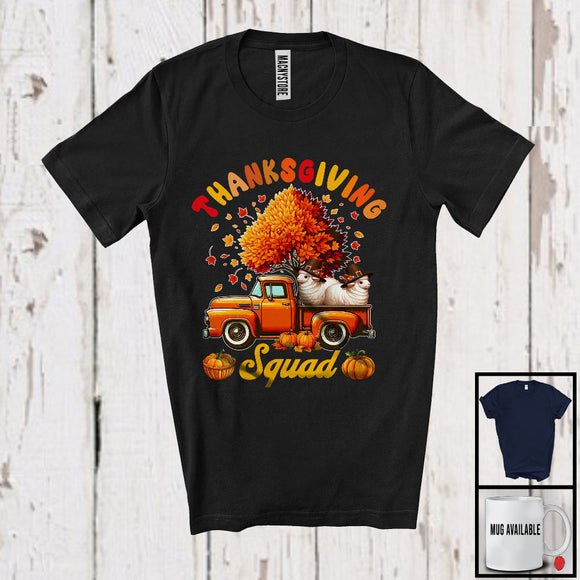 MacnyStore - Thanksgiving Squad; Lovely Sheep On Pickup Truck Fall Autumn Tree; Farm Animal Farmer Lover T-Shirt