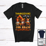 MacnyStore - Thanksgiving With My 2nd Grade Gnomies; Adorable Three Gnomes Teacher; Fall Tree Pumpkin T-Shirt