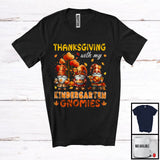 MacnyStore - Thanksgiving With My Kindergarten Gnomies; Adorable Three Gnomes Teacher; Fall Tree Pumpkin T-Shirt